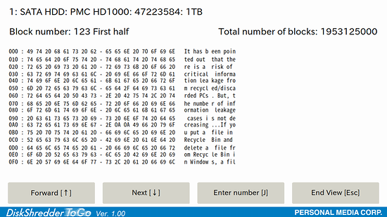Viewing disk contents (before erasure)
