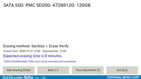 Sanitize Expected Time Display Screen 