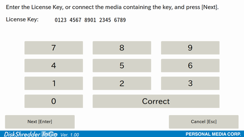 License Key screen
