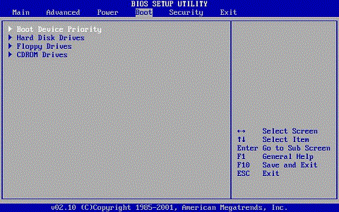 「Boot」メニューを選択